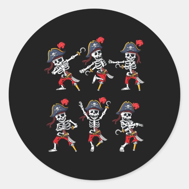 Sticker Rond Dancing Pirate Skeletons Dance Challenge Boys (Devant)