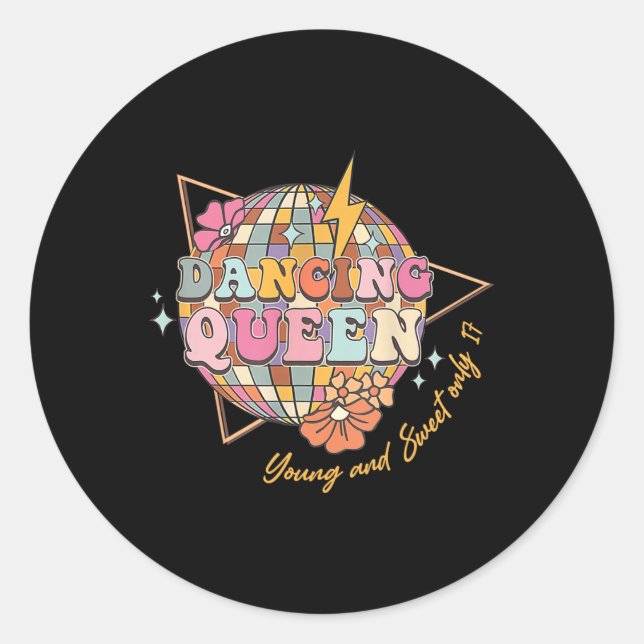 Sticker Rond Dancing Queen Foral 17e anniversaire Disco Ball (Devant)