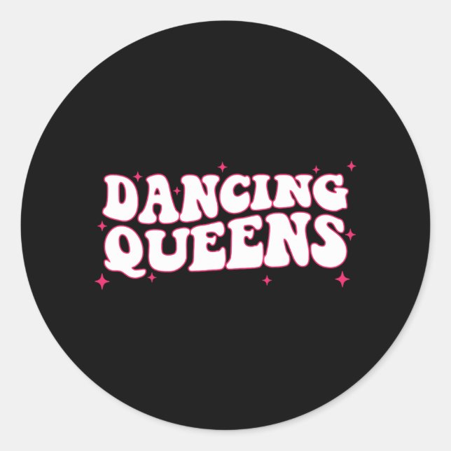 Sticker Rond Dancing Queen Retro Bridesmaids 70's Disco Bachelo (Devant)