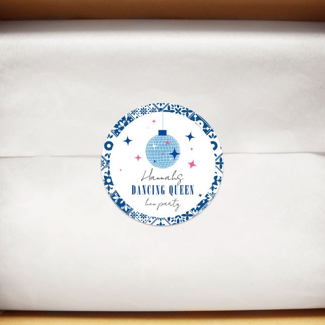 Sticker Rond Dancing Queen Soirée grecque disco enterrement de  (Créateur téléchargé)