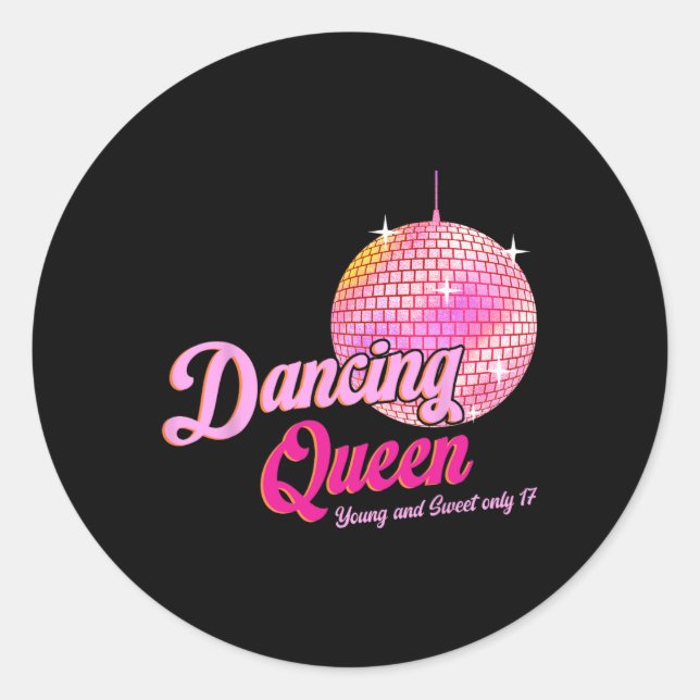 Sticker Rond Dancing Queen Tee 17 Anniversaire Disque de danse  (Devant)