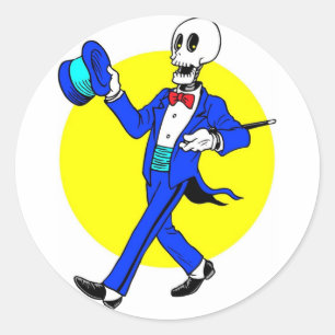 Sticker Rond Dancing Skeleton