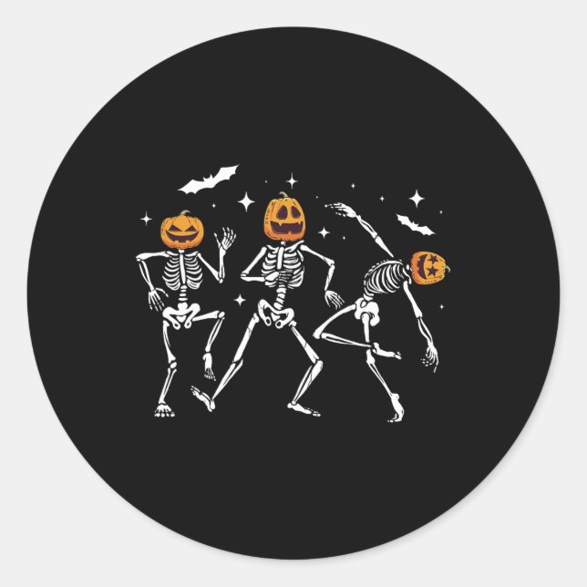 Sticker Rond Dancing Skeleton Citrouille Halloween (Devant)