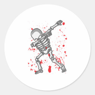 Sticker Rond Dancing Skeleton Drôle Halloween