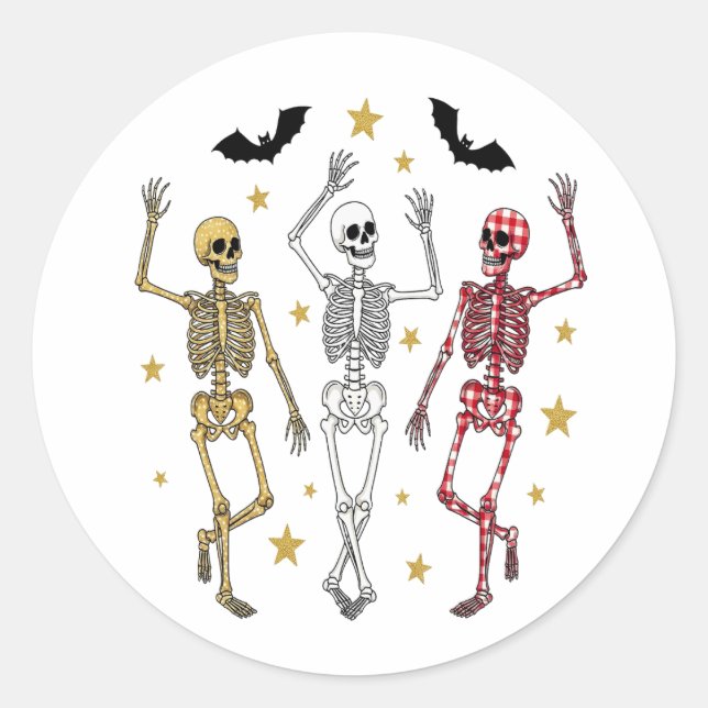Sticker Rond Dancing Skeleton Halloween (Devant)