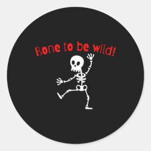 Sticker Rond Dancing Skeleton Halloween Funny Bone Wild