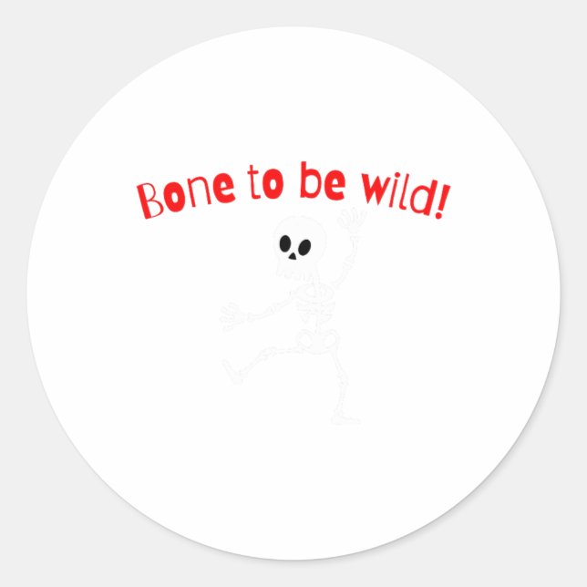 Sticker Rond Dancing Skeleton Halloween Funny Bone Wild (Devant)