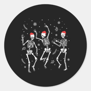 Sticker Rond Dancing Skeleton Noël 2025 Éffrayant Funny Chris