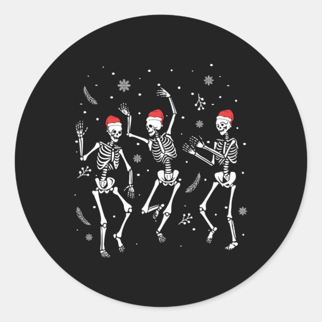 Sticker Rond Dancing Skeleton Noël 2025 Éffrayant Funny Chris (Devant)