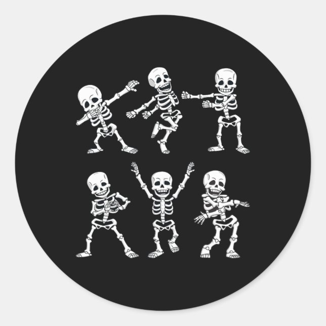 Sticker Rond Dancing Skeletons Dance Challenge Boys Girl (Devant)