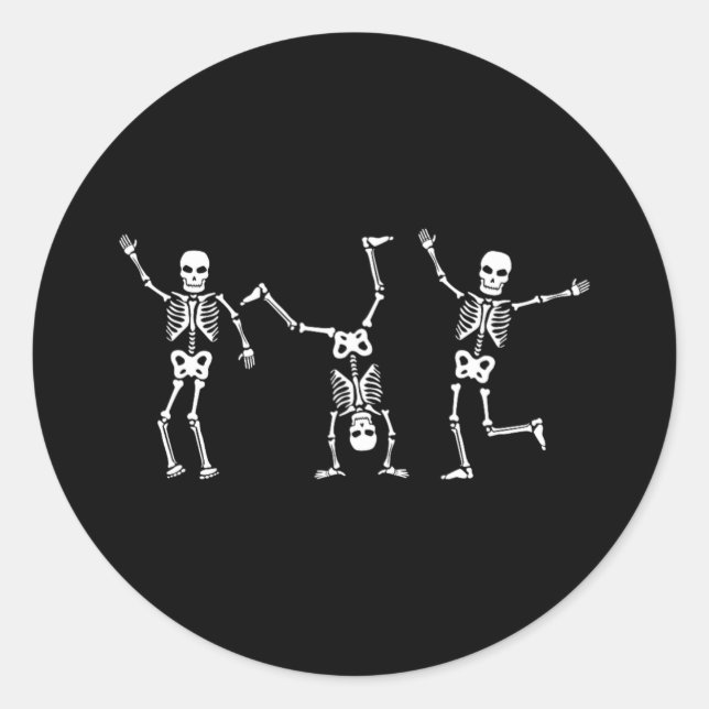 Sticker Rond Dancing Skeletons Dance Challenge Halloween effray (Devant)