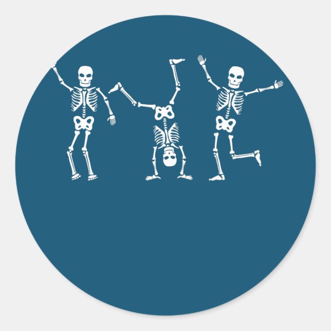 Sticker Rond Dancing Skeletons Dance Challenge Halloween effray (Devant)