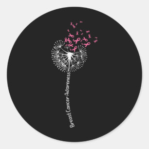 Sticker Rond Dandelion Cancer du sein Guerrier de sensibilisati