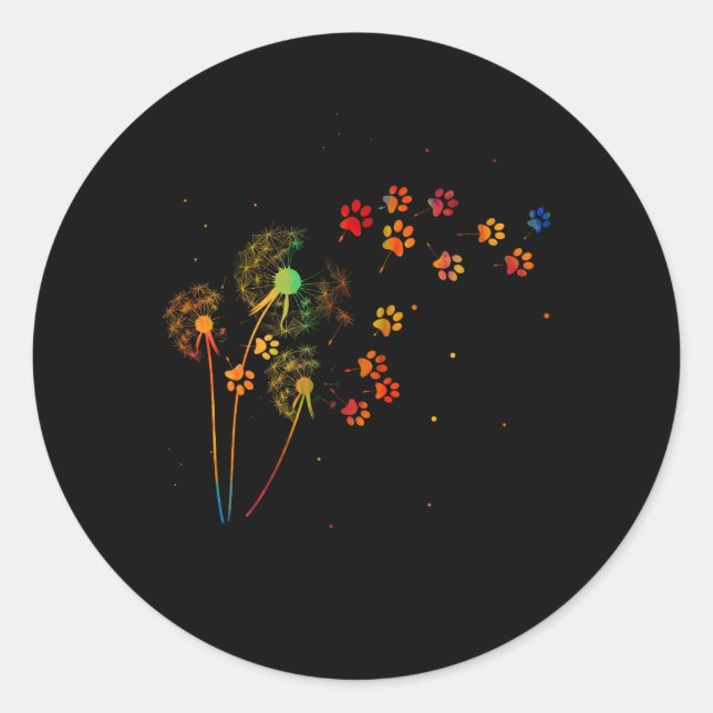 Sticker Rond Dandelion Empreinte de patte Tie Dye Amoureux des  (Devant)