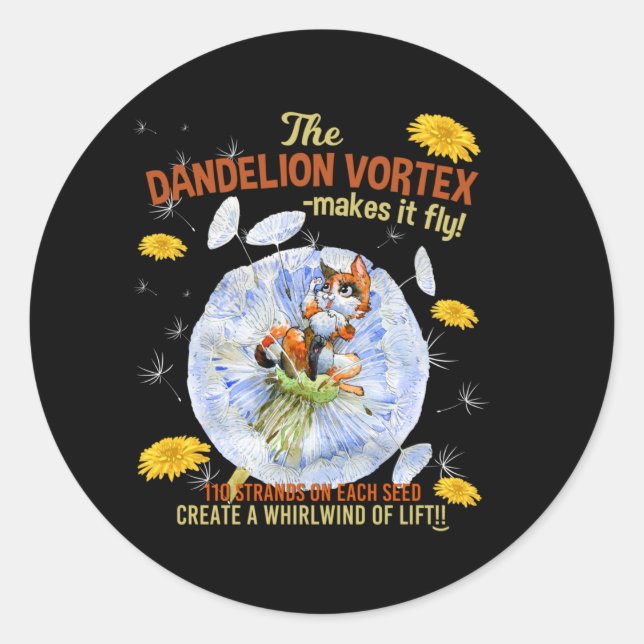 Sticker Rond Dandelion Flowers - Science Seed Facts (Devant)