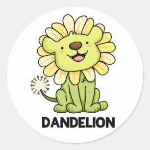 Sticker Rond Dandelion Funny Lion Pun
