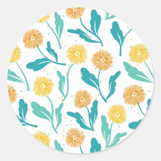 Sticker Rond Dandelion jaune motif floral - Inspiré par la natu