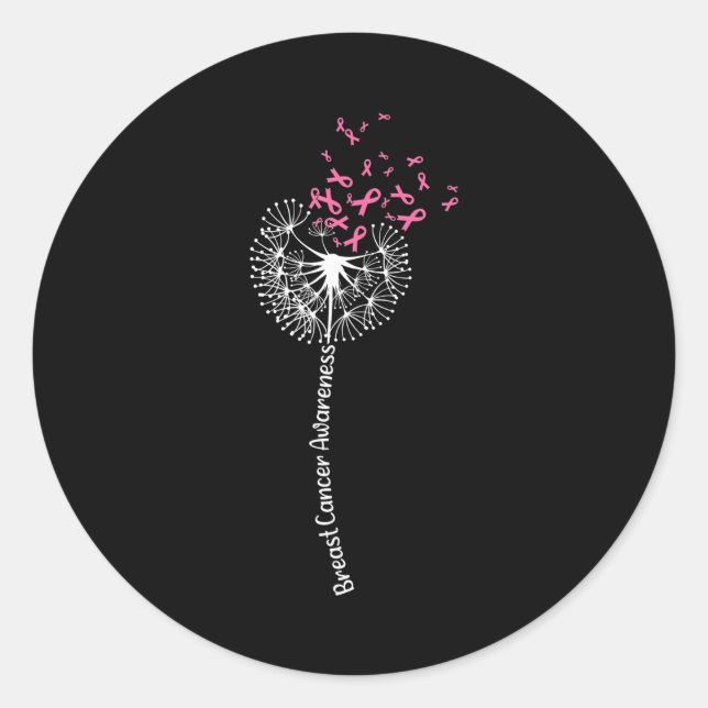 Sticker Rond Dandelion Le guerrier de sensibilisation au cancer (Devant)
