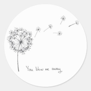 Sticker Rond Dandelion main illustré drôle carte Valentines