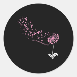 Sticker Rond Dandelion Sensibilisation au cancer du sein rose R