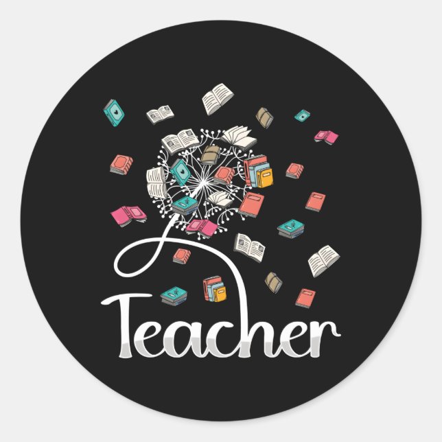 Sticker Rond Dandelions Enseignants Livres École Enseignant Dan (Devant)