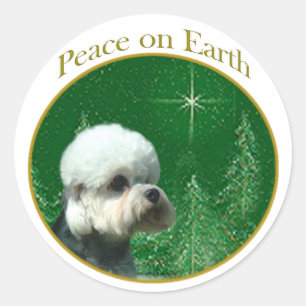 Sticker Rond Dandie Dinmont Terrier Paix