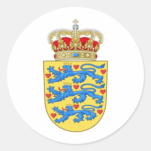 Sticker Rond Danemark Armoiries DK (Devant)