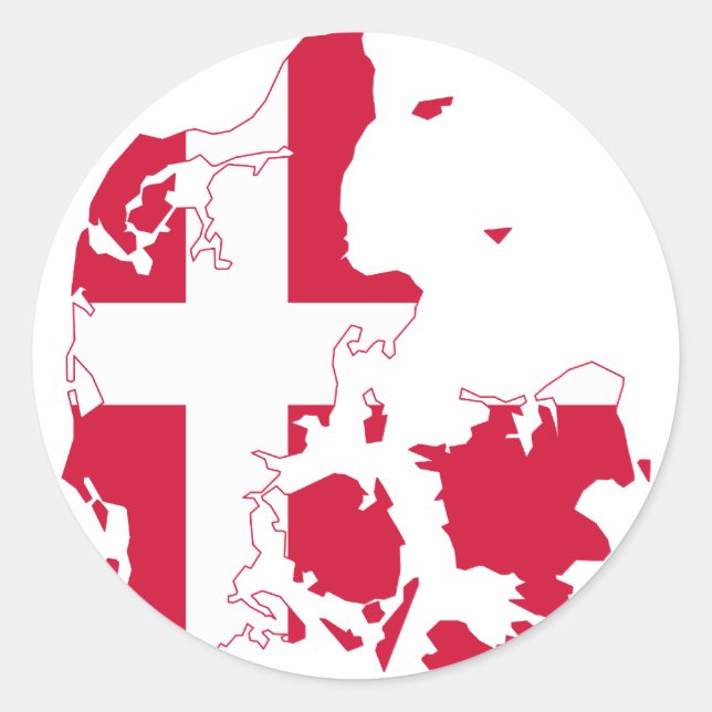 Sticker Rond Danemark Carte Drapeau DK (Devant)