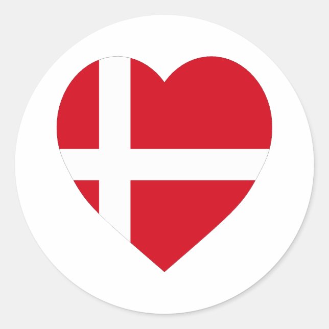 Sticker Rond Danemark - Coeur du drapeau (Devant)