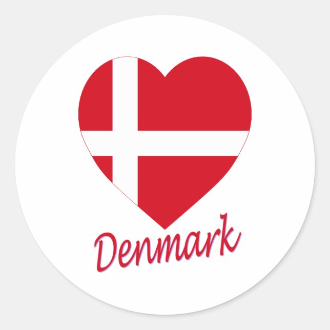 Sticker Rond Danemark - Coeur du drapeau (Devant)