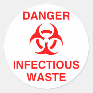 Sticker Rond Danger Déchets infectieux
