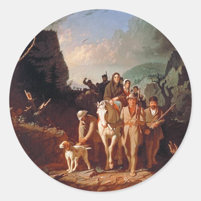 Sticker Rond Daniel Boone escorte les colons (Devant)