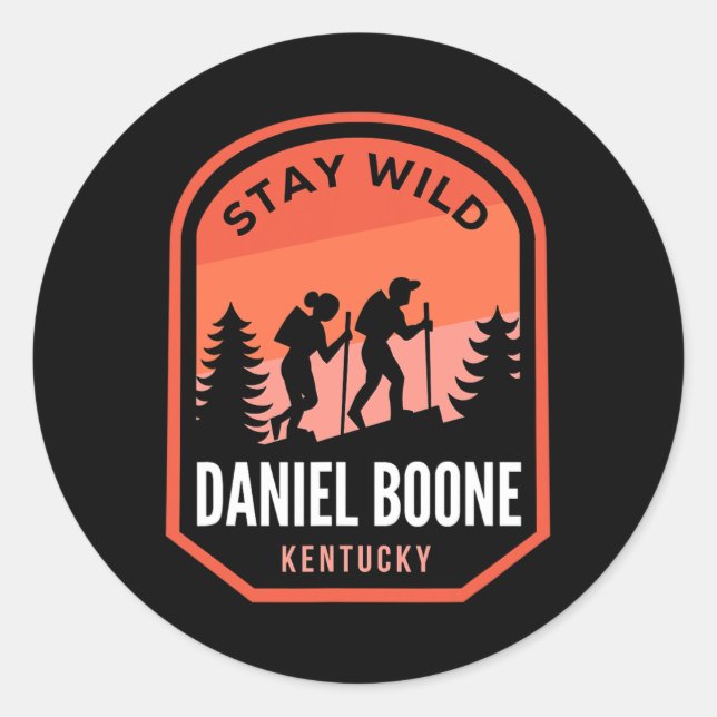 Sticker Rond Daniel Boone Kentucky Randonnée Dans La Nature  (Devant)