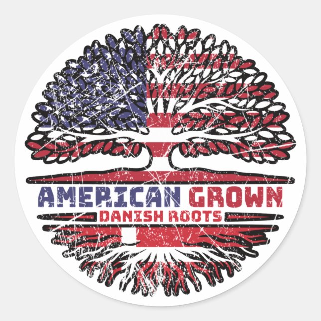 Sticker Rond Danish Denmark US American États-Unis Tree (Devant)