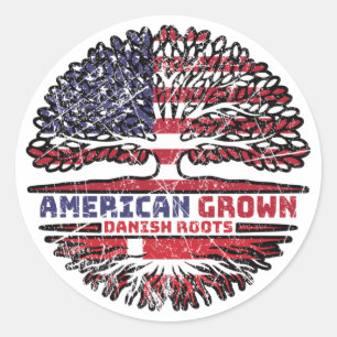Sticker Rond Danish Denmark US American États-Unis Tree
