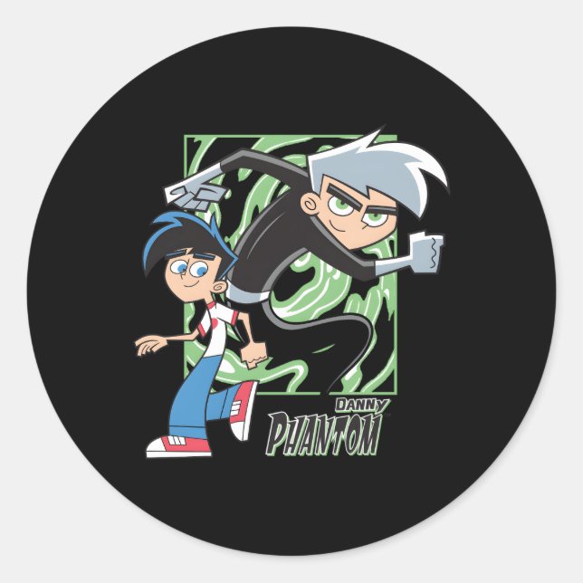 Sticker Rond Danny Phantom Avec Danny Et Phantom (Devant)