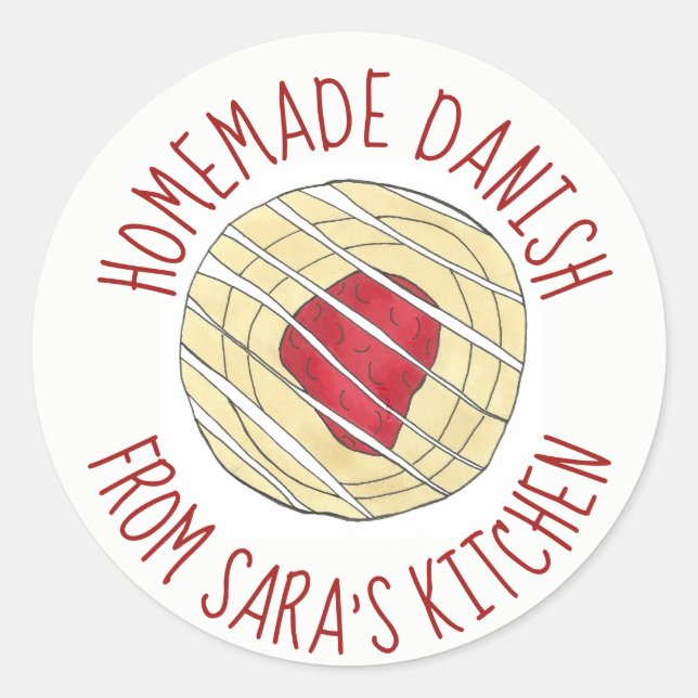 Sticker Rond Danois Fait Maison Cuisiné Au Four Par Pâtisserie (Devant)