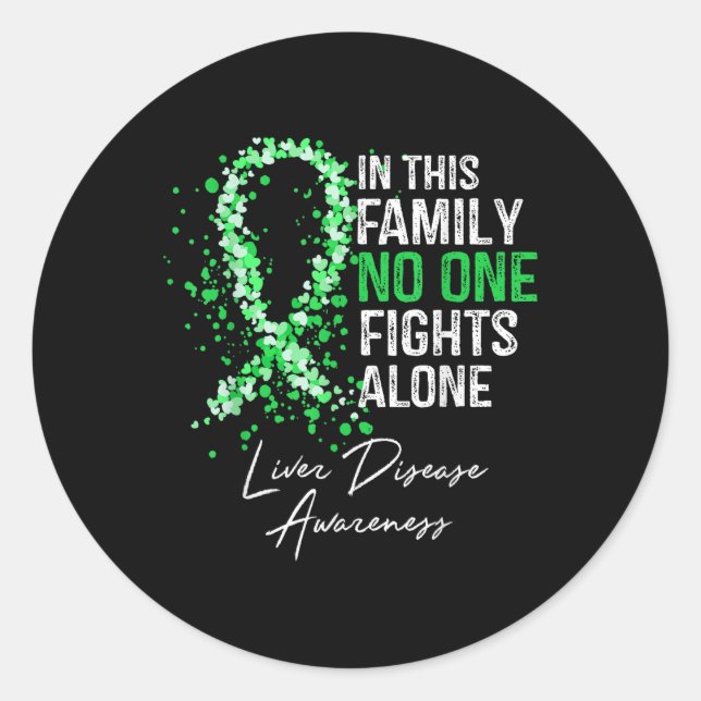 Sticker Rond Dans cette famille combat seul Chemise maladie du  (Devant)