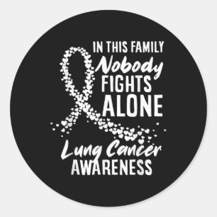 Sticker Rond Dans Cette Famille, Personne Ne Lutte Seul Cancer