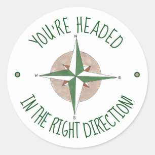 Sticker Rond Dans la bonne direction Compas Encouragement