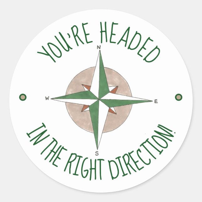 Sticker Rond Dans la bonne direction Compas Encouragement (Devant)