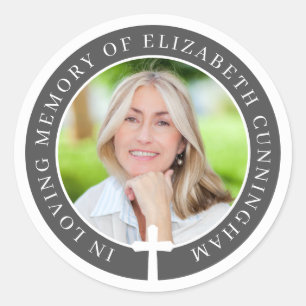 Sticker Rond Dans la mémoire aimante   Photo personnalisée et c