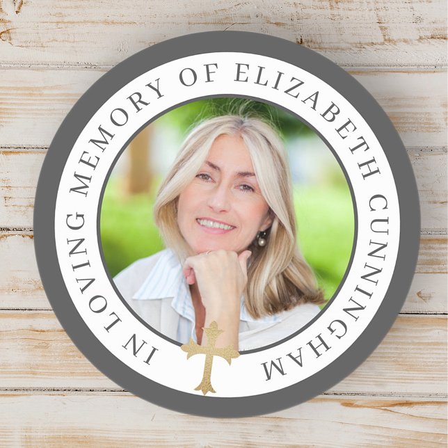 Sticker Rond Dans la mémoire aimante | Photo personnalisée et C (Créateur téléchargé)