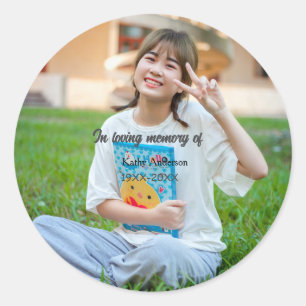 Sticker Rond Dans la mémoire d'amour d'ajouter nom mémorial gar