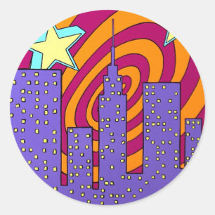 Sticker Rond "Dans la ville"