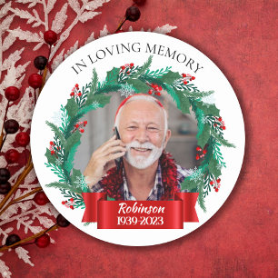 Sticker Rond Dans l'amour mémoire Noël couronne grand-père phot