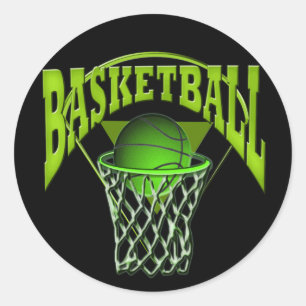 Sticker Rond Dans le basket-ball et le panneau arrière de