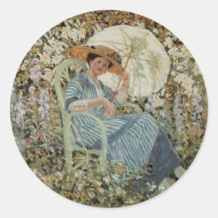 Sticker Rond Dans le jardin, Giverny par Frederick Frieseke