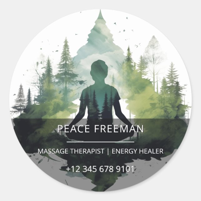 Sticker Rond Dans le silence | Méditation en forêt (Devant)