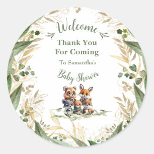 Sticker Rond Dans les bois : le Merci du Baby shower